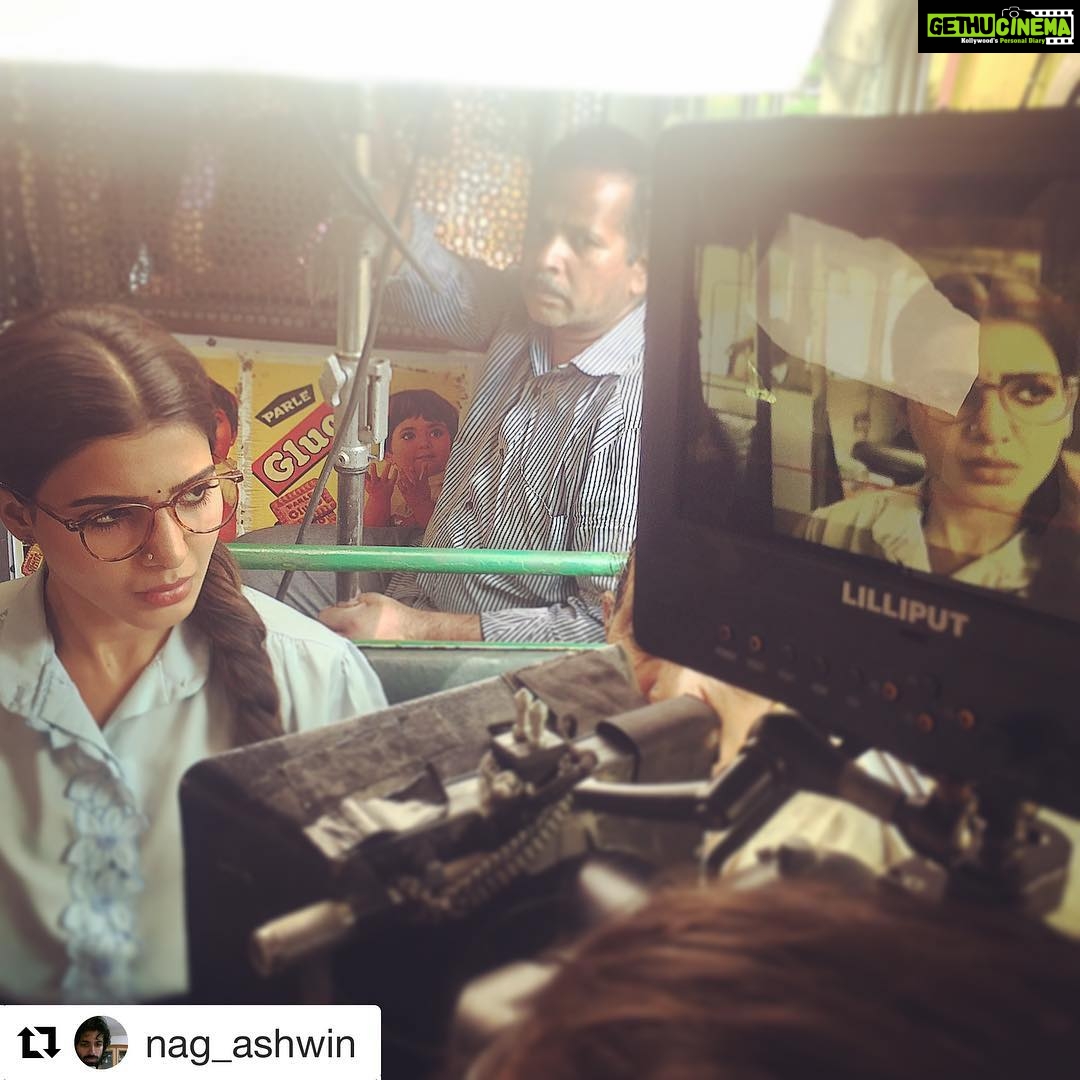 Samantha Instagram - #Repost @nag_ashwin with @get_repost ・・・ Samantha wasn't competing with Keerthy...she was fighting for screentime with the legend of Savitri garu...and she pulled it off like No Other actress of our time could. Period. She was the first one to come onboard, just out of pure love for cinema and Savitri garu...this is on the first day of shoot, on the bus, where she had to do a fullpage monologue with a stutter..Mahanati is what it is because of Madhuravani..She helped make a biopic and epic...Thank you for the privilege Vani garu.. #mahanati50days #mahanatiforever