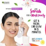 Sarah Khan Instagram - Need something fun? Join me along with my fellow Garnier Girl @haniaheheofficial for a skin care Mask Party, live on our Instagrams tomorrow at 10 PM! Get ready for some skin care and self care with loads of fun! 💆🏻 ⠀ @GarnierPakistan #GarnierPK #StayHomeHaveFun #MyMaskParty #GarnierMaskParty #SarahKhan #HaniaAamir