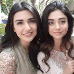 Sarah Khan Instagram - Me and @noorzafarkhanofficial shooting for @mariabofficial Eid Collection ✨ #superexcited #EidPret