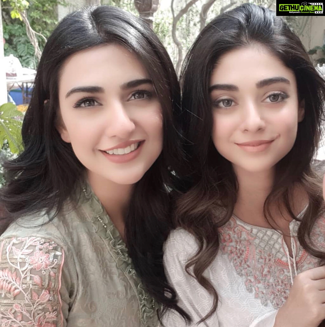 Sarah Khan Instagram - Me and @noorzafarkhanofficial shooting for @mariabofficial Eid Collection ✨ #superexcited #EidPret