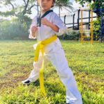 Shah Rukh Khan Instagram – Keeping up the tradition of Tae ‘Khan’ Doh in the family, the latest entrant to the Kiran Teacher ( @care141 )Fight Club. Yellow belt it is…