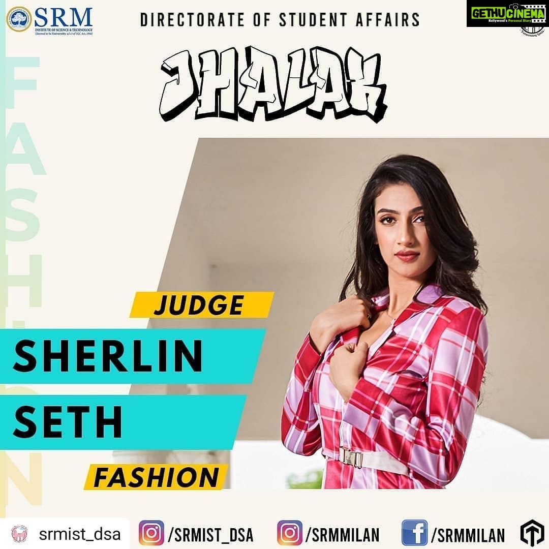 Sherlin Seth Instagram - It's happening tomorrow, yayeee! Are you guys excited like I am? See you tomorrow at 4pm❤️ . #Repost @srmist_dsa • • • • • Presenting to you, the judge of the fashion competition of Jhalak '19, Ms. Sherlin Seth. She completed her graduation from SRM University in Electronics and Communication Engineering in 2017. During her graduation, she decided to follow her dreams of becoming a model. She soon proved her worth and fullfiled her aspirations by winning the title of Miss Femina Tamil Nadu 2017 and was one of the top 30 finalists in the Miss Femina India held in the same year. If this was not enough, she proved her acting proficiency, by making her debut in the Kollywood Film, 'Kasu Mela Kasu' directed by K.S. Palani in the year 2018. Jhalak welcomes her and feels honoured by her presence. . . . . . #fashion #fashionwalk #fashionjudge #judgingcriteria #houses #housecaptains #fashionweek #fashionblogger #studentsclub #students #prithvi #trishul #naag #agni #brahmos #shaurya #akash #astra #jhalak #jhalak19 #jhalakreloaded #milan #milan20 #srmistdsa #SRMIST