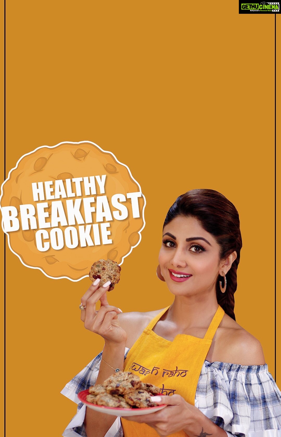 Shilpa Shetty Instagram - Never compromise on the quality of your breakfast - it's the meal that breaks-your-fast AND keeps you full until lunch. The 'Healthy Breakfast Cookie' does just that. This protein-rich ninja saves you from going hungry for a long time while guarding you from eating unhealthy food. It's yummy and healthy - perfect to start your day on a happy note! #SwasthRahoMastRaho #TastyThursday #breakfast #foodgasm #meals #eatright #healthyfoods #fitfam #fitnation