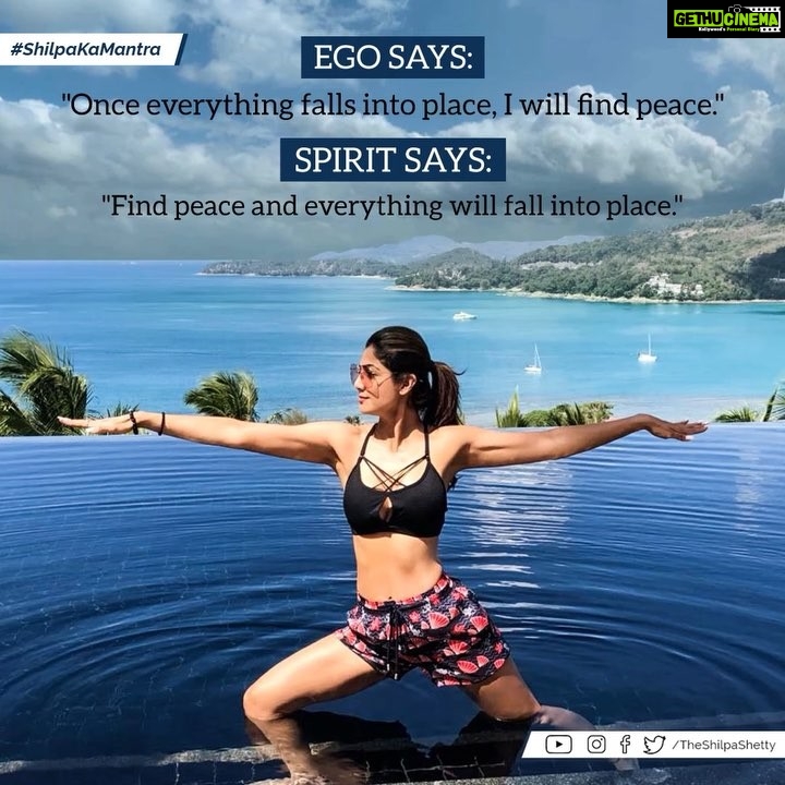 Shilpa Shetty Instagram - Things often seem more difficult in our heads than they actually are. Take charge of your mind control your ego and the rest will follow.Never let anything or anyone take charge of your inner peace. Decide your vibe and lead on. #ShilpaKaMantra #TuesdayThoughts #InnerPeace #Gratitude #Vibe #SSapp #SimpleSoulful