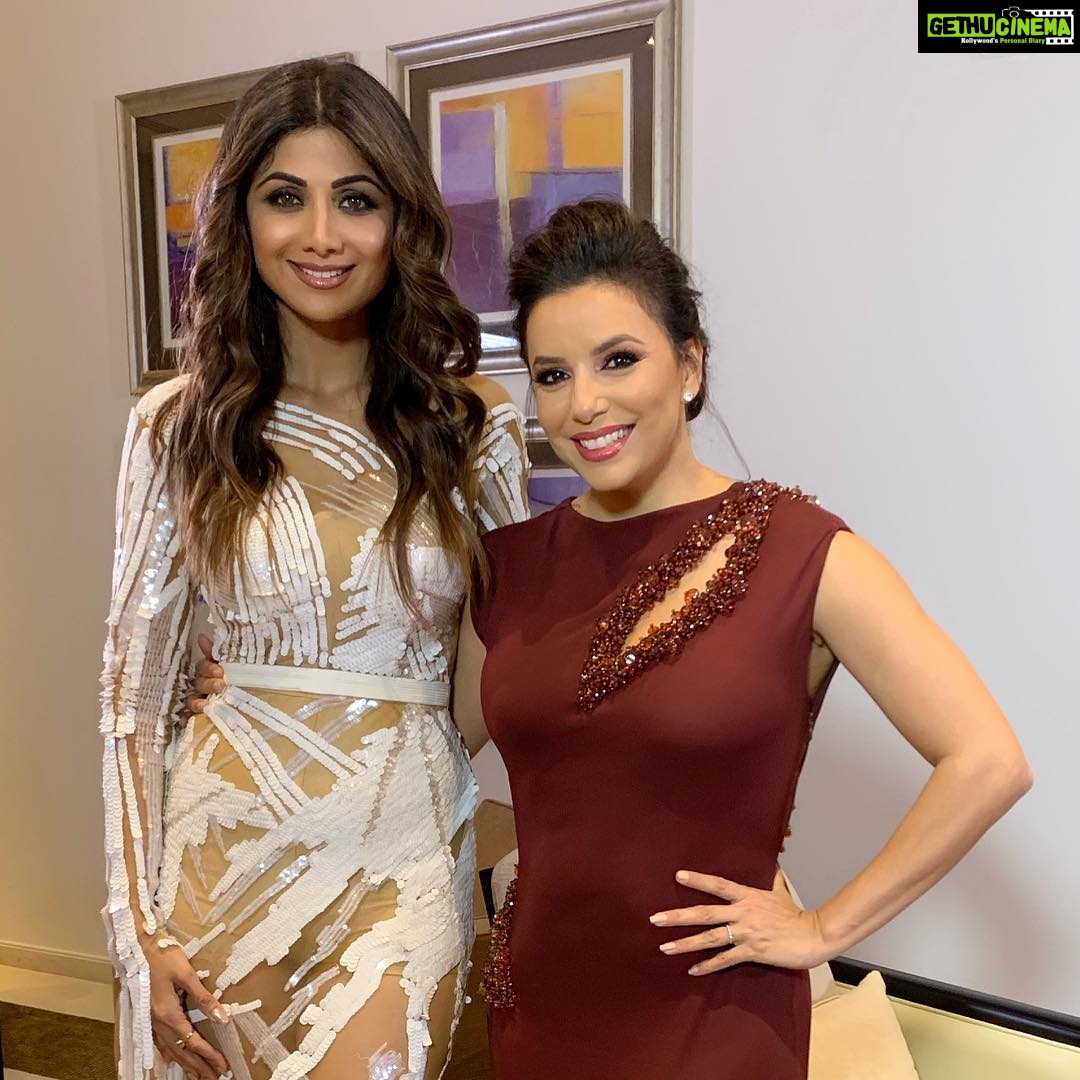 Shilpa Shetty Instagram - Thank you @evalongoria @mariarbravo for making me a part of this beautiful evening #globalgiftgala #dubaicares #harmonyhomes. Was a wreck by the end of it, with those heart wrenching stories and the work fabulous work you guys do. @deepakchopra you are a beacon of positivity and a reality check( my fan girl moment), @sachajafri you are such a special pure soul and love you @azmishabana18 for your indomitable spirit .@GlobalGiftFoundation #memories #gratitude #tearsofjoy #Charity #goodcause #kindness