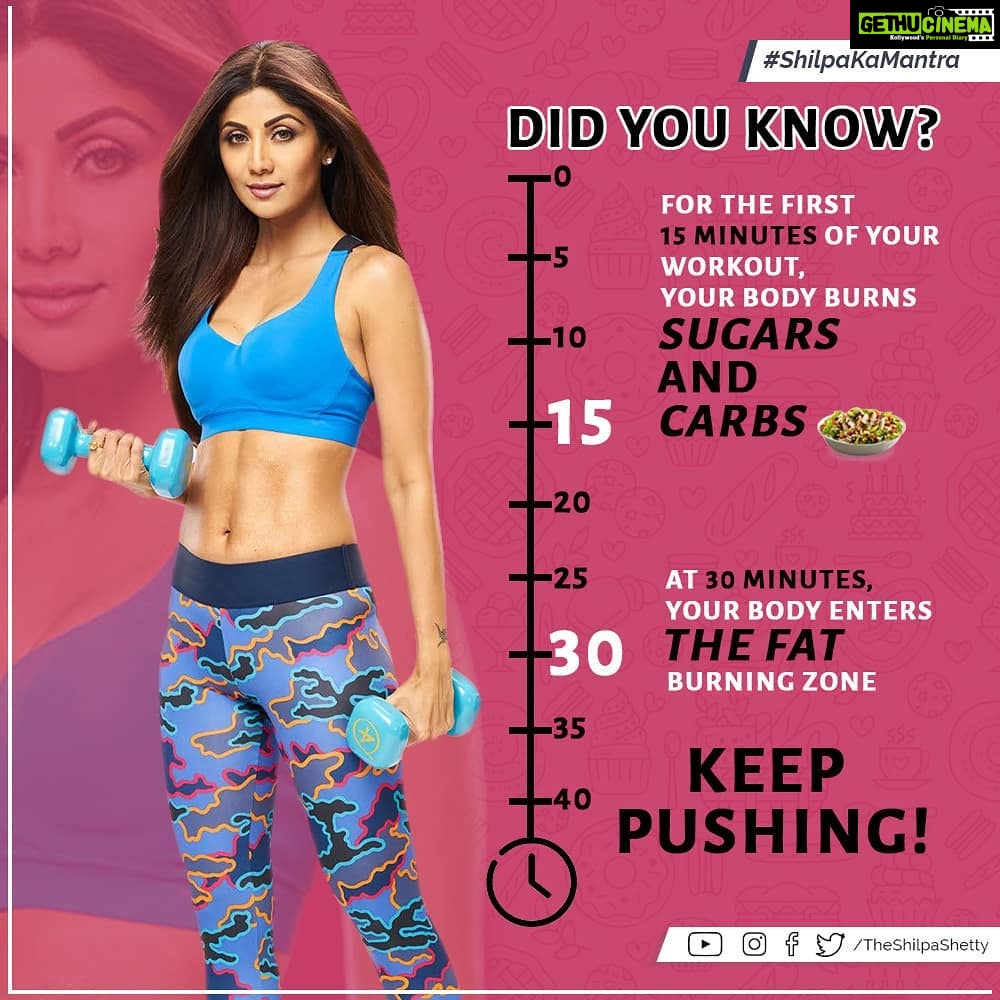 Shilpa Shetty Instagram - There is a logic and science to everything. Time your workouts. It's important that you don't over exert yourself. But it's equally important to understand how much you need to do to achieve the goals you set .. Get SWEAT go😬💪👍#SwasthRahoMastRaho #ShilpaKaMantra #TuesdayThoughts #motivation #fitnessmotivation #healthyfood