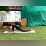 Shilpa Shetty Instagram - Giving the body a good stretch early in the day works wonders. It can relieve stress/tension pain by aiding your muscles and mind with blood circulation preparing your body for the day ahead. So, I decided to start my day under head under the sky, feet on the ground, with the chirping birds and O2 with the Utthan Pristhasana, or the Lizard pose. It not only improves the body’s flexibility, but also helps open up hamstrings, hip flexors, and groin. Additionally, it strengthens the inner thighs and quadriceps, making it a great asana for hip opening, opening the upper body (& mind), and calming the nerves. Nature + Yoga really has a way to heal holistically.😇 (However, if you are suffering from any hip or knee injury or have a weak or dislocated shoulder, it is advisable to either avoid this pose or practice it under supervision.) @simplesoulfulapp . . . . . #MondayMotivation #SwasthRahoMastRaho #SSApp #SimpleSoulful #yoga #yogasehihoga #FitIndiaMovement #FitIndia #staysafe #maskup