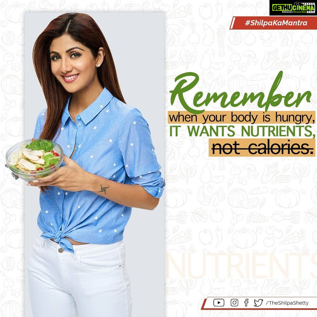 Shilpa Shetty Instagram - Its important to eat at the right time, but what is more important is to eat and make choices with the right foods. So always stock up your fridge with healthy options. Don’t eat what will not give you any benefits. Please #labelread when you buy snacks or foods. Satiate your health with your hunger #SwasthRahoMastRaho #ShilpaKaMantra #TuesdayThoughts
