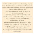 Shilpa Shetty Instagram - My statement. Yes! The past few days have been challenging, on every front. There have been a lot of rumours and accusations. A lot of unwarranted aspersions on me cast by the media and (not so) well wishers as well. A lot of trolling/questions posed… not only to me but also to my family. MY STAND… I HAVE NOT COMMENTED YET and will continue to refrain from doing so on this case as it is subjudice, so please stop attributing false quotes on my behalf. Reiterating my philosophy of, as a celebrity “Never complain, never explain”. All I will say is, as it’s an on-going investigation, I have full faith in the Mumbai Police & the Indian judiciary. As a family, we are taking recourse to all our available legal remedies. But, till then I humbly request you - especially as a MOTHER - to respect our privacy for my children’s sake and request you to refrain from commenting on half-baked information without verifying the veracity of the same. I am a proud law-abiding Indian citizen and a hardworking professional for the last 29 years. People have put their faith in ME & I’ve never let anyone down. So, most importantly, I request you to respect my family’s and ‘my right’ to privacy in these times. We don’t deserve a media trial. Please let the law take its course. Satyamev Jayate! With Positivity and Gratitude, Shilpa Shetty Kundra