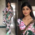 Shilpa Shetty Instagram - Feeling fresh today in this @shivanandnarresh sari @outhousejewellery choker and rings for Super Dancer 2! Styled by @sanjanabatra Assisted by @akanksha_kapur Make up @ajayshelarmakeupartist Hair by @sheetalfkhan Managed by @bethetribe #floral #sarinotsorry #instapic #judge