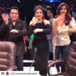 Shilpa Shetty Instagram – Ha ha ha ha .. too much fun @officialraveenatandon .. biggg huggg🤗🤗#madness #boomerangoftheday  #laughs