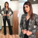 Shilpa Shetty Instagram - Look 2 in a @nalandda pantsuit, @mehernoshheeramaneck neckpiece and @aurellebyleshnashah rings for Super Dancer today! Styled by @sanjanabatra Assisted by @akanksha_kapur. Make up @ajayshelarmakeupartist hair by @sheetalfkhan Managed by @bethetribe #shimmerandshine #black #glam