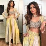 Shilpa Shetty Instagram - Wearing this stunning @anamikakhanna.in outfit and @jaipurgems jewels for #SuperDancer today. Styled by @sanjanabatra Assisted by @akanksha_kapur. Make up by @ajayshelarmakeupartist Hair by @sheetalfkhan #glam #judgemode #superdancer #danceshow #colourful