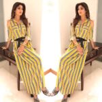 Shilpa Shetty Instagram – Ready for Wellness talk in Amritsar styled by @sanjanabatra .Wearing @babitamalkani @bananarepublic belt @misho_designs jewellery @riverisland shoes  #chic #stripes #casualglam #swasthrahomastraho #thegreatindiandiet