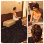 Shilpa Shetty Instagram - Today's look wearing @falgunishanepeacock couture and make up and hair @mehakoberoi #showstopper #iifa2017 #rampwalk #vintageglam #smokeyeyes