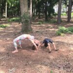 Shilpa Shetty Instagram – Yoga in the woods , Chakrasana with my son and Tree pose with the trees😬😇Yoga se hi Hoga!😎#worldyogaday#londondiaries #sontime #centreparcs