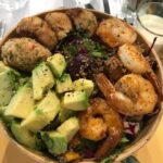 Shilpa Shetty Instagram - How could you not want to eat this!😍Yummy Quick lunch .. salad leaves,chicken meatballs, grilled prawns, avacado, purple cabbage ,quinoa,roasted beet &is weetpotato,grilled zucchini, olive oil and low fat Caeser dressing( on the side) #filling #kitchengarden #lifestylemodification #eatclean #swasthrahomastraho #gratitude #happy