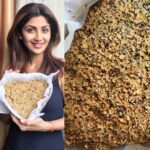 Shilpa Shetty Instagram - Bake day today made homemade granola with oats, unsalted butter, chia seeds, pistachios, cranberries sunflower seeds, honey and more.. turned out yummm. Now I can carry pieces in my bag to snack on) or Viaans tiffin or have it as breakfast with milk 😬#healthiswealth #bake #therapeutic #swasthrahomastraho #homemade