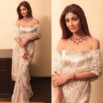 Shilpa Shetty Instagram - Attending a dear friends wedding,dolled up in @manishmalhotra05 sari with @renuoberoiluxuryjewellery .#weddingdiaries #white#tassels #glam