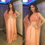 Shilpa Shetty Instagram – Look 2 in  @ridhimehraofficial, @curiocottagejewelry earrings, @argentumjewels bracelet and @anmoljewellers ring for #superdancer #instaglam