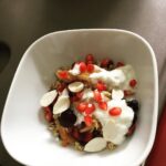 Shilpa Shetty Instagram - Morning kickstart, granola(unsweetened) grated Apple, 4 soaked almonds, pomegranate , 3tbspns yogurt, cherries, 5 tbsps almond milk , chia seeds= fibre power + no hunger for 3 hrs. Full stomach now Workmode. #lifestylemodification #healthybreakfast #fitnessmotivation #gratitude #tasty