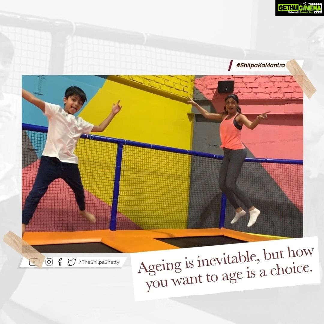 Shilpa Shetty Instagram - Ageing is a process we have absolutely no control over. But, stereotyping what you can and cannot do just because you have crossed a certain age is something I don't believe in. The years add a lot of wear & tear to the bones, nerves, & muscles; but, consistently taking care of ourselves is important. Follow just three simple rules: 1. Eat right π₯ 2. Exercise regularly π§π»ββοΈππ» 3. Smile and laugh more often β€οΈ The body may have reached a certain age, but if you are young at heart then the world is your oysterπ . . . . . #ShilpaKaMantra #SwasthRahoMastRaho #ExerciseWell #EatClean #SmileMore #StayHappy #YoungAtHeart #AgeIsJustANumber