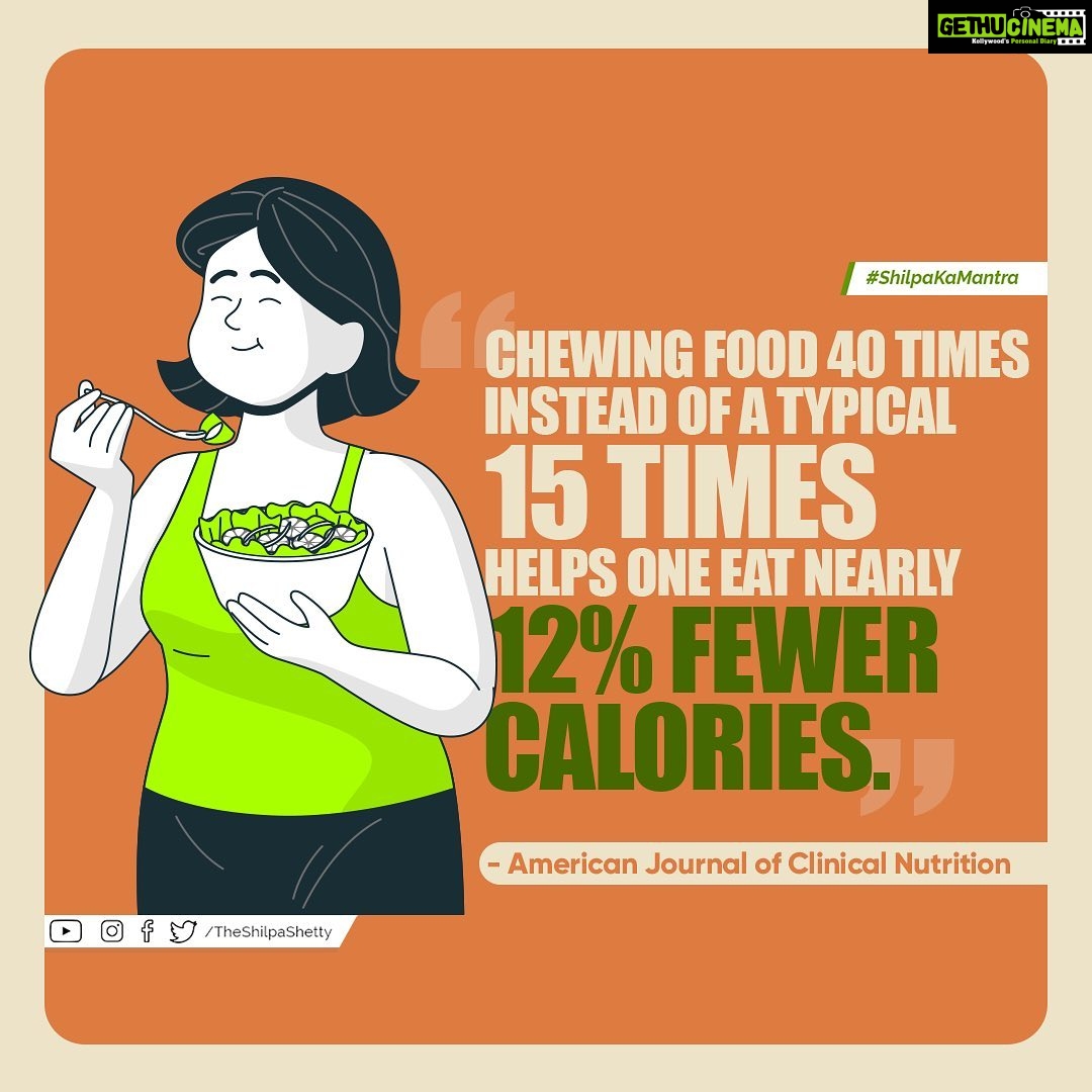 Shilpa Shetty Instagram - Eating right isnโt just about eating healthy food or consuming food in moderation. It also includes when, what, and HOW you eat. The more you patiently chew every morsel, the easier it is to digest. Moreover, chewing food more thoroughly also increases blood flow to the stomach and gut. Relish the food you eat with gratitude, and your body will thank you. After all, the food you put into your system and the way you do so reflects on the outside. You are what (and how) you eat ๐๐ Eat well ๐ฅ . . . . . #ShilpaKaMantra #SwasthRahoMastRaho #happiness #willpower #success #food #eatright #healthyeating #eatwell #ConsistencyIsKey