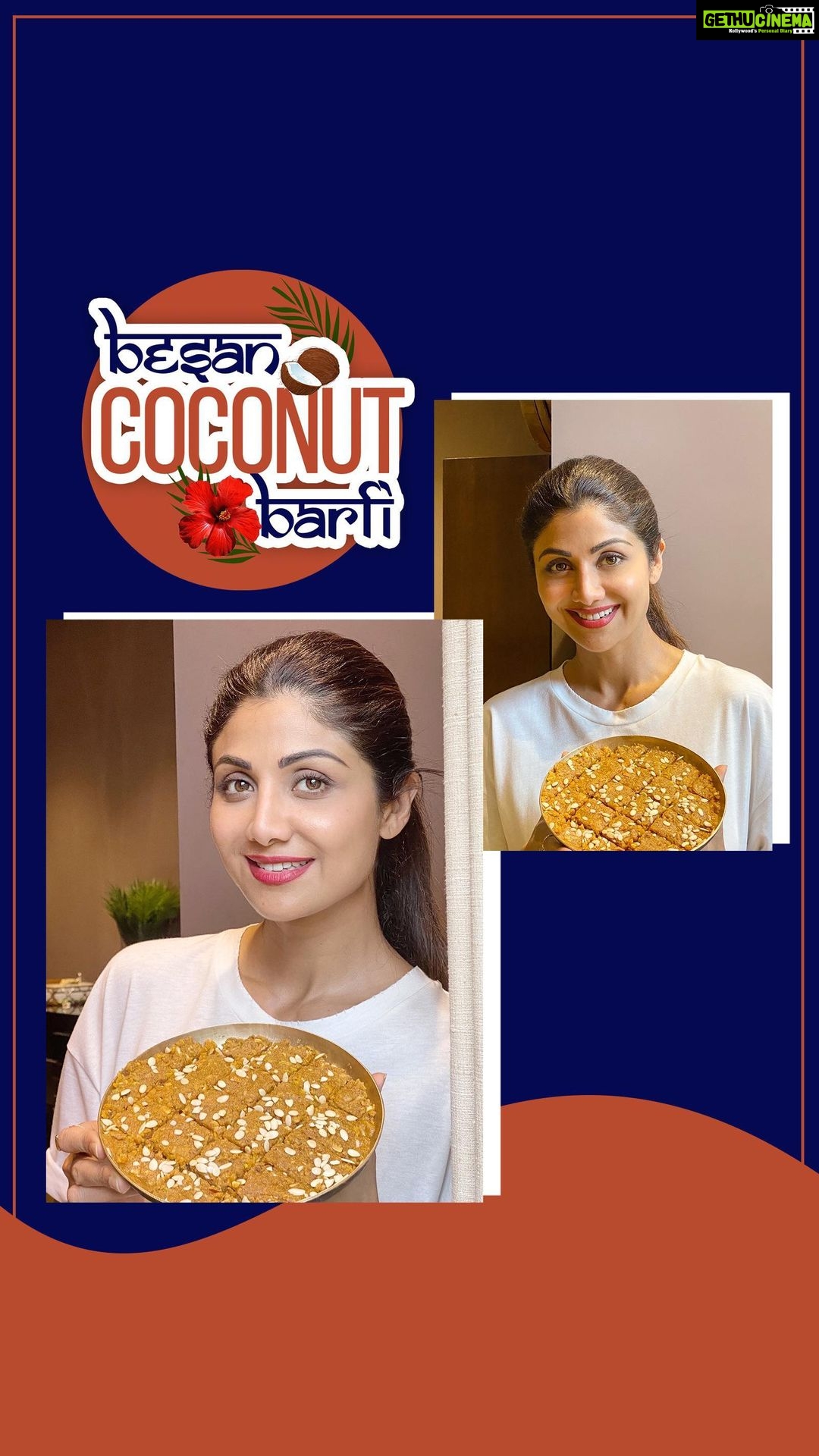 Shilpa Shetty Instagram - गणपति बप्पा मोर्या 🌺 It’s that time of the year and we’re all geared up to welcome Bappa into our homes this week🙏🏻 So, our recipe had to be something unique, sweet, and healthy. The Besan Coconut Barfi fits the bill perfectly! The celebrations all around us are subdued and sober in these times, but for everyone who wants to do something special while at home, do try out this recipe. It has no refined sugar and tastes just as good😍You can also shape them into modaks, and if you want to make them vegan you can use peanut/coconut oil. They taste equally good😅 made a separate batch for @rajkundra9 who is vegan; he loved them. If you have any special recipes to welcome Bappa, do share them in the comments below😊🙏🏻 @simplesoulfulapp . . . . . #GaneshChaturthi #SwasthRahoMastRaho #TastyThursday #QuarantineSpecial #QuarantineLife #StayHomeStaySafe #SSApp #RecipeOfTheWeek
