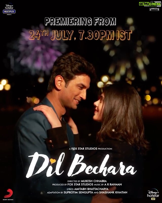 Shilpa Shetty Instagram - Looking at this poster gives me goose bumps... it's surreal to have @sushantsinghrajput grace our screens... one last time in his inimitable style ❤️Such a dichotomy of emotions, happiness and pain... To show Sushant some love, let's come together tomorrow (from within our homes) and give him the loudest cheer on the premiere of his film 'Dil Bechara' on Disney+ Hotstar in India and on Hotstar in USA, UK, and Canada for Subscribers and Non-Subscribers at 7:30 PM (IST). I know I will be there with my family. I hope you do too. This one's for you, Sushant!❤️😘🌈🙏🏻 ~ A big big hug to @castingchhabra... congratulations on your directorial debut🤗🤗 I know it's a very special film for you and we'll all be there! . . . . . #DilBechara #SushantSinghRajput