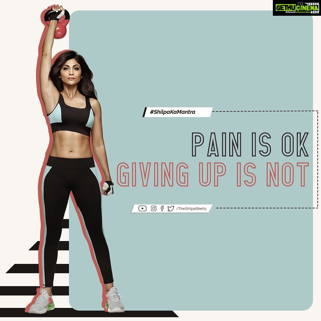Shilpa Shetty Instagram - Starting a new fitness routine or taking up a new activity is going to be painful for the first two weeks. The muscles will be sore, the body will hurt, changes in your sleep & dietary routines will be difficult to adapt to... and then some more. But trust me on this, it will be worth it! Every ache and pain that you endure in order to bring in some discipline into your life will pay off beautifully. It will help you stay fit and healthy, lose the excess fat, and lead a happier life. Endure the pain today, to see the gain tomorrow. Make this a mantra for life. So, tag a friend who you think needs this today, and motivate them to get started. @shilpashettyapp . . . . . #SwasthRahoMastRaho #ShilpaKaMantra #fitness #weightloss #healthyliving #lifestylemodification