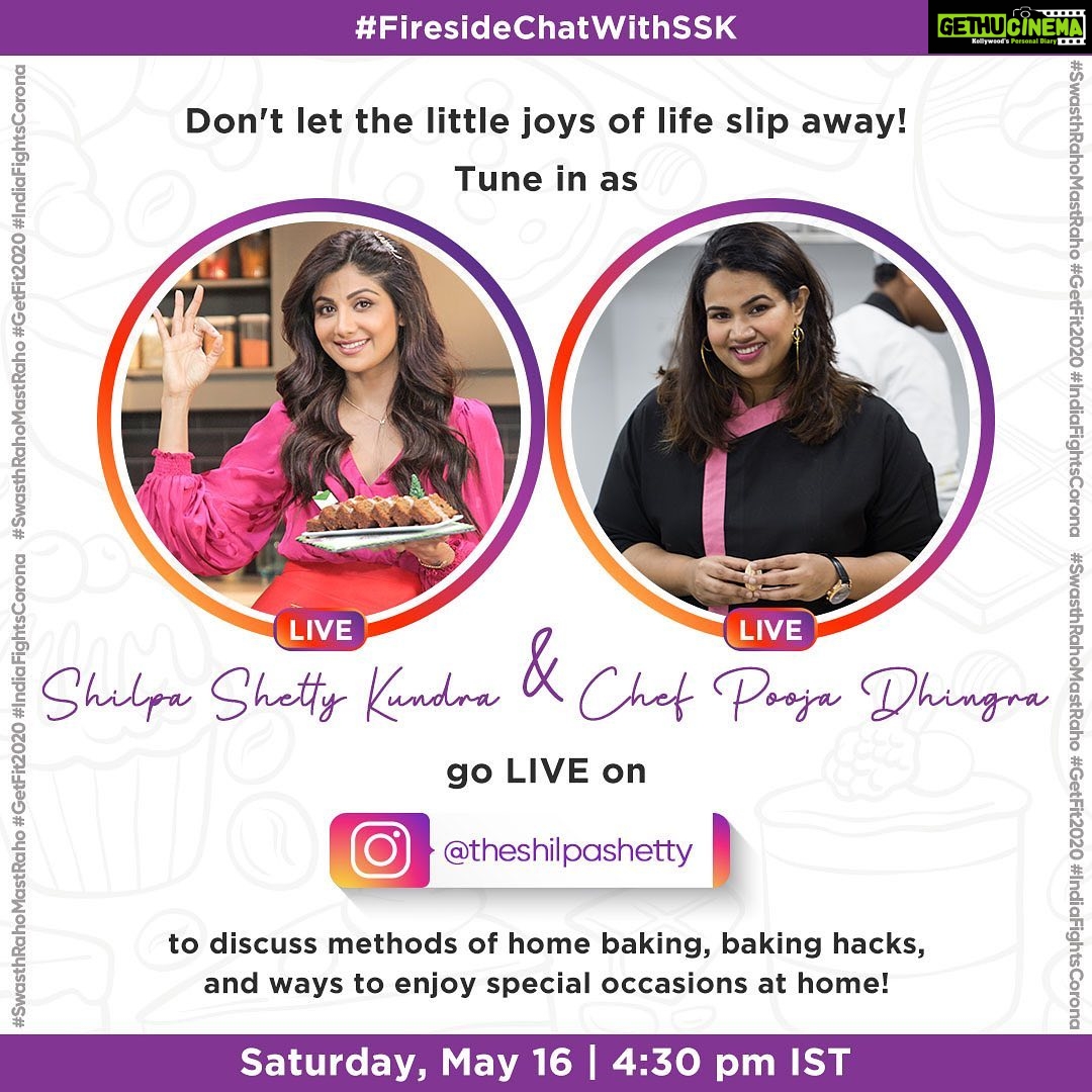 Shilpa Shetty Instagram - The pandemic has altered our lives in so many ways. But, I’ve seen so many try their hands at new things... they’re learning how to cook, paint, play an instrument, bake, etc. So, since baking is a personal favourite hobby, I decided to bring in noted Pastry Chef Pooja Dhingra (@poojadhingra) on-board for a LIVE #FiresideChatWithSSK and get some interesting tips and hacks on baking at home. Tune in on Saturday, May 16 at 4:30pm IST on Instagram (@theshilpashetty). . . . . . #SwasthRahoMastRaho #baking #tips #bakinghacks #eatright