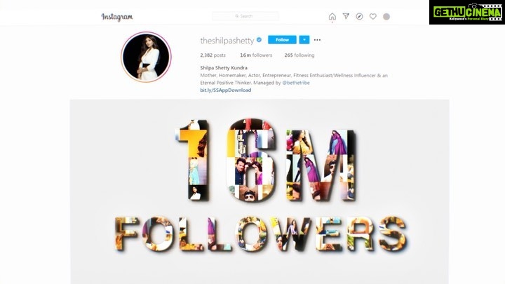 Shilpa Shetty Instagram - Oh, the joys of being 'SWEET 16' again!β€ππ§Ώππ»ππ€ Happy 16 million, #InstaFam! Love how we've grown into a beautiful family that has been so supportive, shown me love and concern, and stood rock solid by my side. Loads of love to all of you and I look forward to many more such milestones with you in the years to come.ππ₯³β¨β€ With gratitude, SSK . . . . . #16millionOnInstagram #16million #gratitude #blessed #happiness #love #InstaFamily #milestone