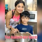 Shilpa Shetty Instagram - Spending time with Viaan usually entails a baking/cooking session once a week. He loves to experiment and whip up healthy, easy-to-make recipes in his free time. We use this heart-shaped mould to show it’s made with love... This time around, we baked the gluten free “chocolate heart cake” with coconut sugar, celebrating this time together 😍🥳 Bake the quarantine blues away. Every day well spent 😍😉❤️🧿 Since I have more time on hand, I found these pics from the past to show how time flies, but something’s don’t change. Take time out to show gratitude for the time we ‘have’ on hand , and let’s spend it with our kids with happiness in our hearts... K sera sera... whatever will be... Will be... . . . . . . #EveryDayIsSonDay #bakers #motherandson #famjam #qualitytime #SwasthRahoMastRaho #staysafe