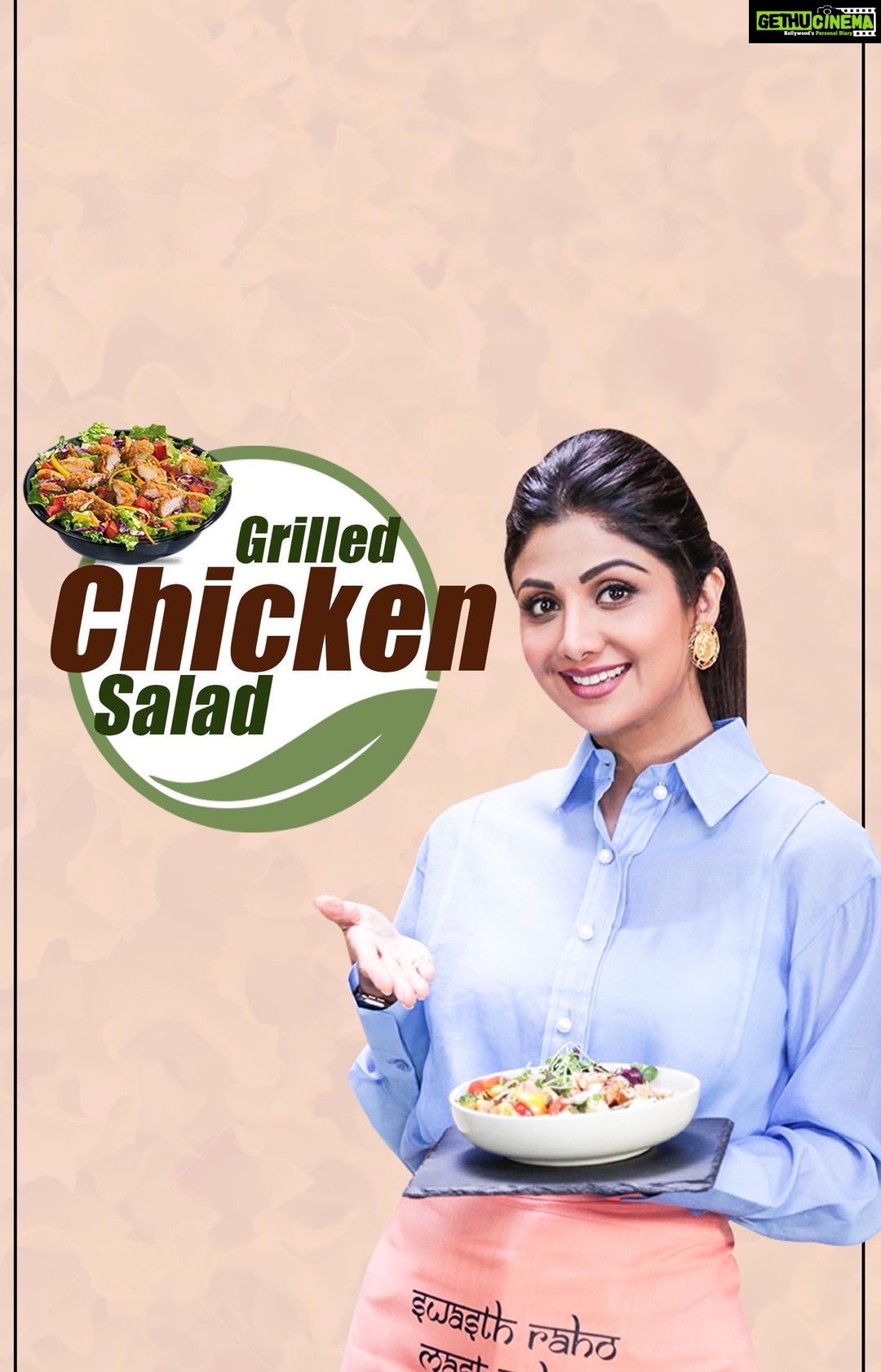 Shilpa Shetty Instagram - With the holiday season just around the corner, we've decided to make eating healthy food easier than ever before. This week's recipe - Grilled Chicken Salad - is a delicious mix of vegetables, mushrooms, and chicken. It's cooked to perfection and has been added to my personal favorites. Do try it! #SwasthRahoMastRaho #TastyThursday #SSApp #salad #healthyeating #cleaneating #fitfam