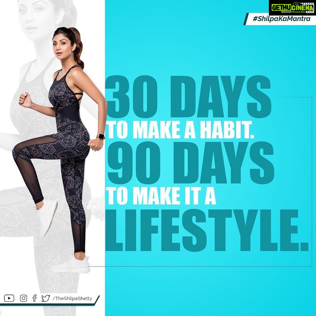 Shilpa Shetty Instagram - The start will always be the toughest hurdle to cross. But the day you begin, is also the day you’ve won half that battle. Good habits become a healthy lifestyle. A healthy lifestyle = healthy, happy you 😊 #ShilpaKaMantra #SwasthRahoMastRaho #lifestyle #habit #goodhealth #motivation #healthyliving #instafitness