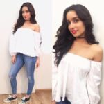 Shraddha Kapoor Instagram – Music channel interview day! Styled by @tanghavri wearing an @ankita_by_ankitachoksey top, Zara jeans and @bucketfeet shoes. Hair and make up by @amitthakur26 & @shraddha.naik ❤️ #BaaghiOn29thApril