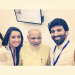 Shraddha Kapoor Instagram – This pic is going to be cherished forever!!! Got the most precious opportunity to meet our beloved PM yday! More power to him! #Modivate #NaMo @narendramodithepm