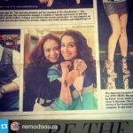 Shraddha Kapoor Instagram - #Repost from @remodsouza with @repostapp --- Look who's on front page today with Shraddha 😃😃😃it's lizelle. Both look so beautiful. 😍😍😍😍😍😍#bombay times #tattoo #beautys#love