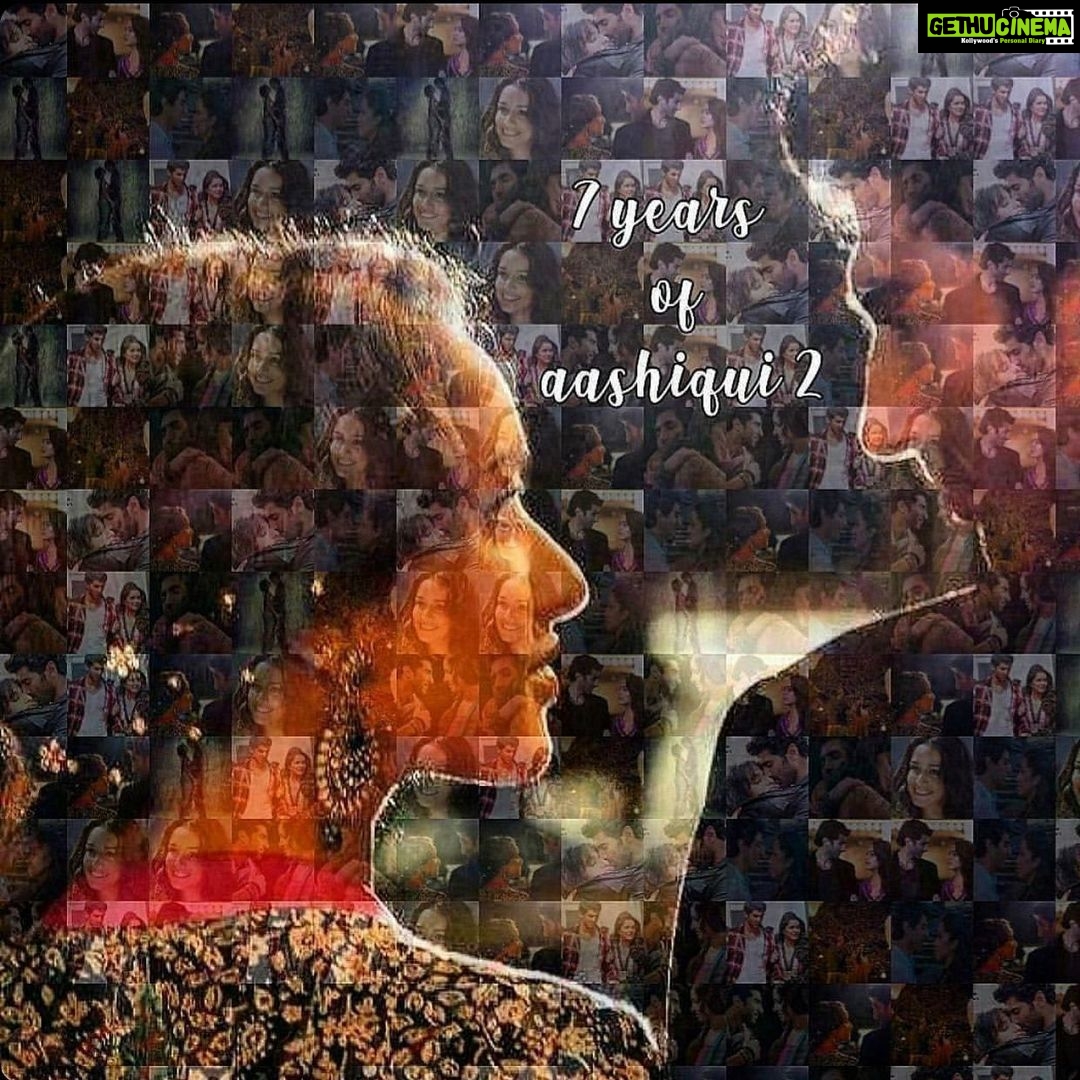 Shraddha Kapoor Instagram - 7 years of Aashiqui 2 today!🥰💝 Thank you forever @mohitsuri for this gift of a lifetime @visheshfilms for believing, #ShaguftaRafique for your exquisitely beautiful writing, @adityaroykapur for being an unbelievably amazing costar and the entire team who gave their everything to this precious film. Thank you everyone who gave this film so so sooo much love. Its priceless✨ Thank you to all those who have made such beautiful edits and to the fan clubs for uniting and sharing a common dp today; this collage 🙃🥰 I’m the luckiest girl in the universe ✨💜