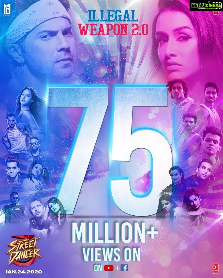 Shraddha Kapoor Instagram - The dance weapons are legally 75 million strong 💪 Tune in now! #StreetDancer3D #IllegalWeapon2 @varundvn @norafatehi @PrabhuDevaOfficial @remodsouza @lizelleremodsouza @bhushankumar @divyakhoslakumar @dharmesh0011 @punitjpathakofficial @raghavjuyal @sushi1983 @salmanyusuffkhan @francistroughley @manansagar09 @yusuf20khan @jasminesandlas @officialgarrysandhu @tanishk_bagchi @priyasaraiyaofficial @bhargavipillaiofficial @saicharan_singer #RamajogayyaShastry #VeeramaniKannan @ericpillai @michaeledwinpillai @iamkrutimahesh @rahuldid @radiomirchi @tseries.official @tseriesfilms @streetdancer3