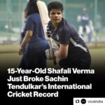Shraddha Kapoor Instagram - #GirlPower #Inspiration ❤️👏🏼 ‘The teenage batswoman became the youngest Indian to score a half-century in international cricket, beating Tendulkar’s 30 year old record.’ #Repost @viceindia with @get_repost ・・・ Back in 2013, nine-year-old Shafali Verma accompanied her dad to witness Sachin Tendulkar’s final Ranji Trophy match. Here, she sat atop her father’s shoulders at the Bansi Lal stadium in Haryana, screeching at the top of her voice, “Sachin, Sachin!” as she cheered on the legendary cricket hero. And as fate would have it, the girl who once stanned Tendulkar has just gone on to smash his 30-year-old international cricket record. This also isn't the first international record this teenage wonder from the city of Rohtak has broken. Head to the link in bio for all the deets, including Verma's origin story which involved her disguising herself as a boy to train at cricket academies that wouldn't allow girls admission. @shafalisverma17 #SachinTendulkar #Cricket #T20