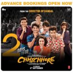 Shraddha Kapoor Instagram – Just 2 days to go for the release! #CHHICHHORE To book tickets, go on my story and swipe up! #ChhichhoreOn6thSeptember ❤️