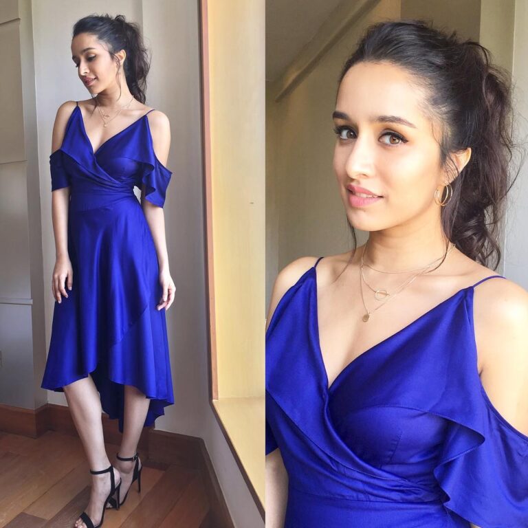 Shraddha Kapoor Instagram - Interviews today 🌈 Wearing an @ankita_by_ankitachoksey dress. Styled by @shaleenanathani make up & hair by @shraddha.naik @florianhurelmakeupandhair #HASEENAPARKAR #22ndSept ❤️