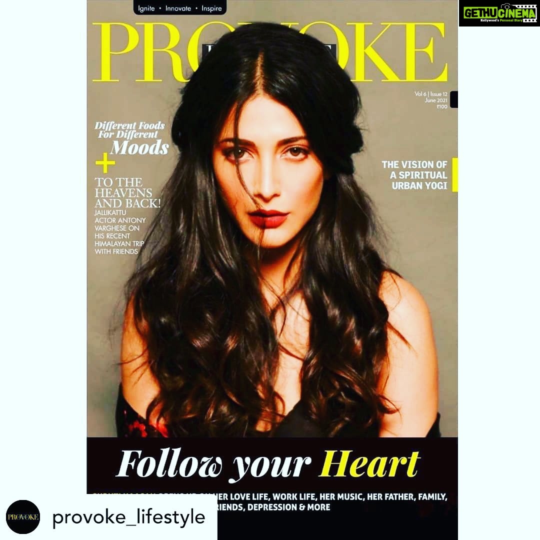 Shruti Haasan Instagram - THANKYOU @provoke_lifestyle FOR MAKING ME YOUR COVER GIRL 💕🖤💕Posted @withregram • @provoke_lifestyle Catch our cover girl, the stunning Shruti Haasan open up on her love life, work life, her music, her father, family, friends, depression & more in our June issue. . . . #shruthihassan #covergirl #shruti #father #daughter #singer #music #songwriter #musician #actress #trending #kollywood #actors #artist #celeb #celebrity #celebrities #redlipstick #celebstyle #fashion #girl #beauty #actorslife #films #movies #people #magazine #provokelifestyle #provokemagazine #stayprovoked