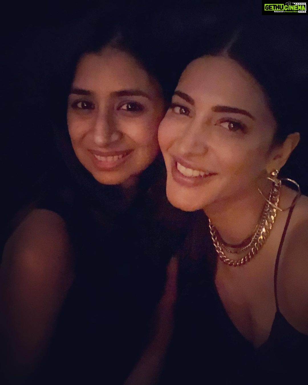 Shruti Haasan Instagram - I’ve known @shashamodi since I was seven. We’ve decided to come out tonight after years. It feels like we are back in the school bus cracking our own stupid jokes. Everything has changed and nothing has. I’m so thankful for a friend like Shasha who reminds me why true friends matter :) get yourself a Shasha. Oh wait she’s a limited edition 😁