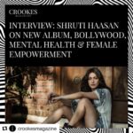 Shruti Haasan Instagram - #Repost @crookesmagazine with @get_repost ・・・ SHRUTI HAASAN – one of India’s most well known actors and musicians – is currently in London working with producers on her upcoming English alt-rock album. With a following in the tens of millions across her social media, Shruti uses the reach as a platform to advocate for mental health and female empowerment. Shruti is an ambassador for The Banyan, an Indian organisation which acts as a rehabilitation centre for women in poverty with mental health issues. We caught up with Shruti Haasan to find out more about the inspiration behind her new music, whilst talking about the causes she advocates for and what they mean to her. #ShrutiHaasan (Link in bio)