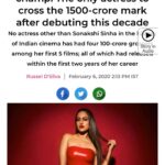 Sonakshi Sinha Instagram - I put my head and heart into a skill that the universe gifted me. Day after day, night after night, I showed up & tried to do better than yesterday. Quite honestly that’s all I did, with my head held high for the last 9 years. Along the way I realised, lobbying wasn’t needed, awards didn’t matter, fake friendships were beneath me and that there is no substitute for hard work. I let my work talk, more than my PR, they can snub me and underestimate me all they want, but that only pushes me more! All that matters is love! Your love! These 1500 crores are just numbers without that love! So for me this day, this moment & whatever little or much it means is yours too! Keep that love... that “ASLI” love coming! Yours, with gratitude always - #AsliSona ❤️