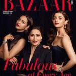 Sonakshi Sinha Instagram - What better way to celebrate Womens day AND @bazaarindia’s 10th anniversary than with these beautiful ladies @madhuridixitnene and @aliaabhatt... the #womenofkalank! Editor: @nonitakalra Creative director: @yurriepem Fashion director: @edwardlalrempuia Photographer: @prasadnaaik