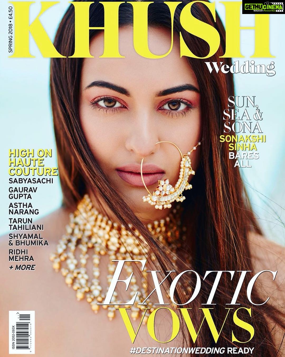 Sonakshi Sinha Instagram - An amazing shoot with a lovely team in the very scenic Doha! Khush Wedding @Khushmag, with me as #covergirl is out now! Editor-in-chief @sonia_ullah Photography: @arjun.mark Guest Fashion Editor: @mohitrai Jewellery: @Goenkajewels Creative Director: @mannisahota Fashion Editor: @vikas_r Makeup: @gangamakeup Hair: @themadhurinakhale Location courtesy: @stregisdoha