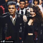 Sonakshi Sinha Instagram - @karanjohar and i, Just fulfilling our daily quota of baddassery! For @falgunishanepeacockindia at the #lakmefashionweek last night!